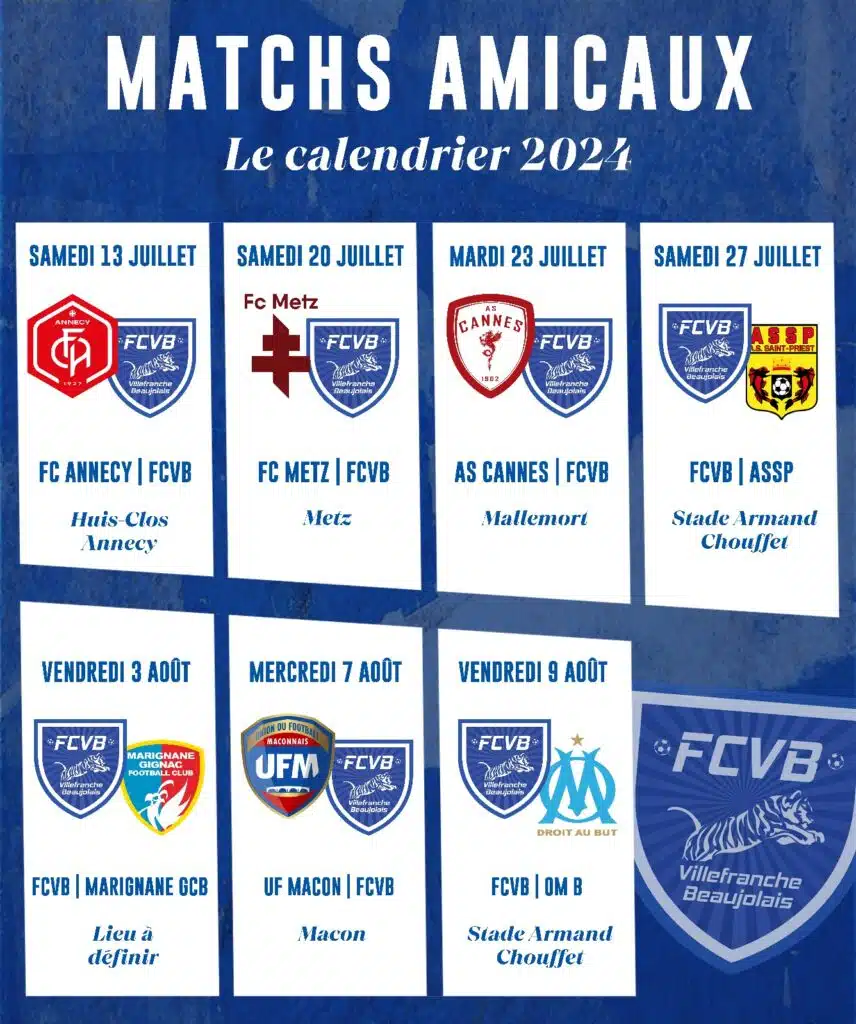 Fcvb : Le Programme Des Matchs Amicaux De Présaison